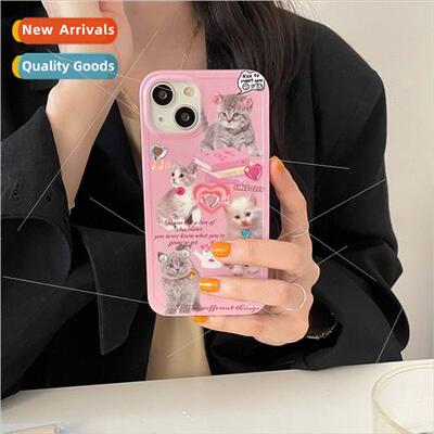 Cartoon girl powder bottom sticker drilling cat 适用 iPhone1