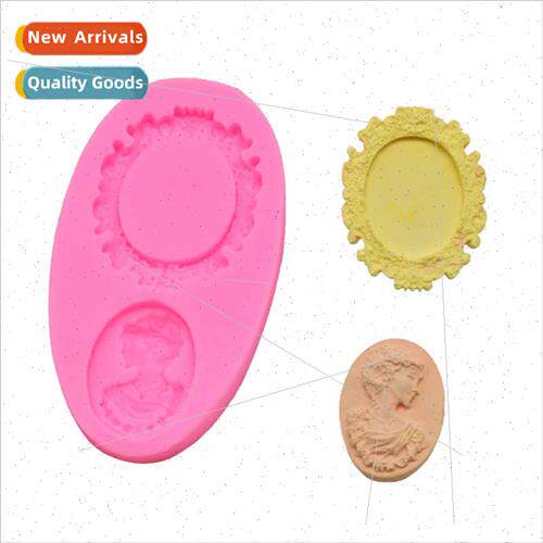 DIY Baking Two holes Noblewoman Head Mirror Frame Shape Flip
