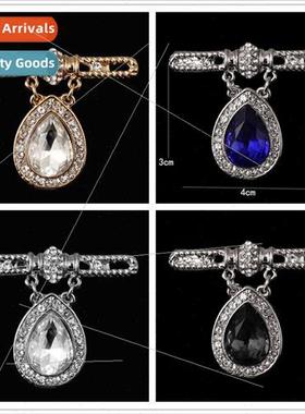 Korean fashion encrusted crystal drop shape female pin men s