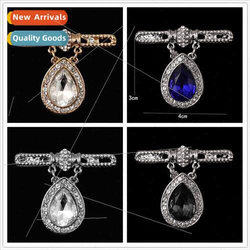 Korean fashion encrusted crystal drop shape female pin men s