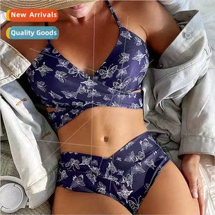 Butterfly Print Swimsu New Swim Bikini Europei Sexy 2022 Tie
