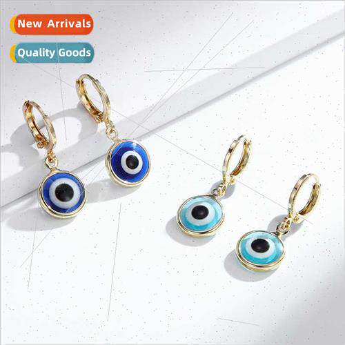 Copper devil eye hoops earrings female Europe popular ins oc