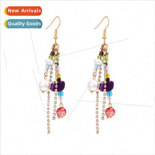 design sense long paragraph tassel handmade beaded earrings