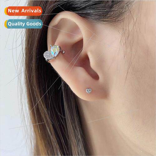 Color zircon love asymmetric earrings female ear hanging swe