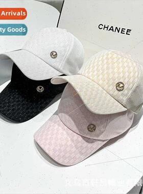 New rhinestone M baseball cap female checkerboard checkerboa
