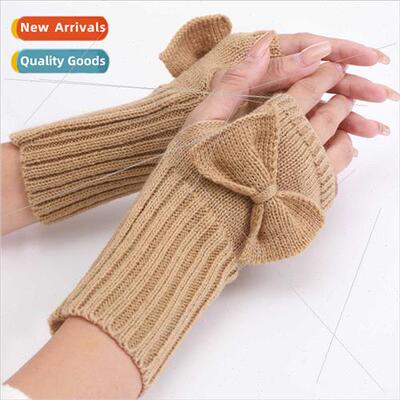 G101 short bow gloves new fall winter female cute wrist prot