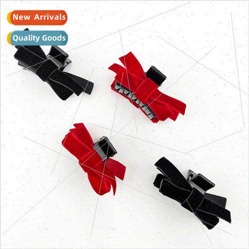 Black velvet bow small size grab clip female sweet lovely si