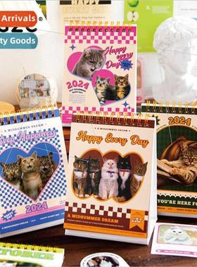 2024 Desktop Calendar Cat Radio Cute Cartoon Tearable Deskto