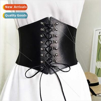 Rivets tied wide waistband fashion female spring fall waist