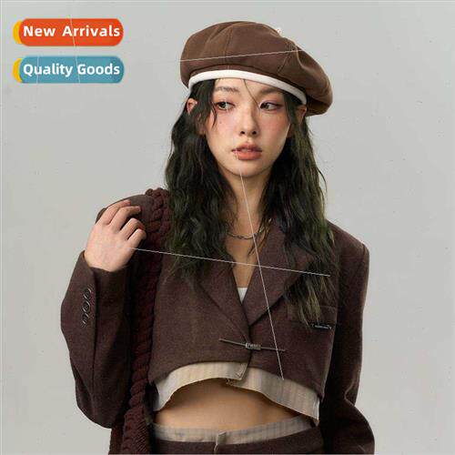Korean  collision color pumpkin cap female college beret twe