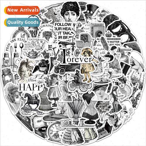 64 black and whe retro graffi stickers decorative luggage pe