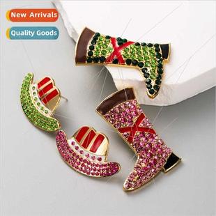 hat boots earrings Europe quirky personalized girl fashion