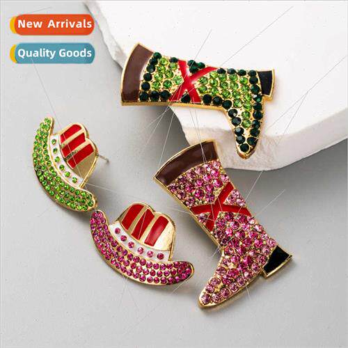 Europe fashion personalized hat boots earrings girl quirky e