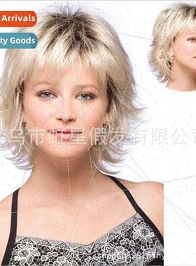 Wigs Europe Ladies Chemical Fiber Head Covers Blonde Parted