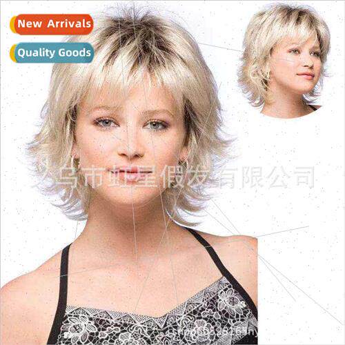 Wigs Europe Ladies Chemical Fiber Head Covers Blonde Parted