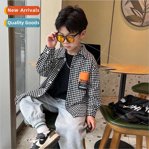 Autumn new children birdcage shirt small medium-sized boys p
