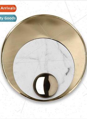 ving room background wall round marble wall lamp corridor ai