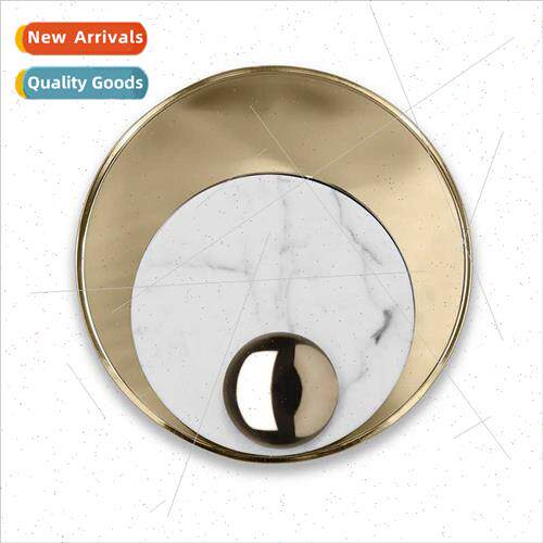 ving room background wall round marble wall lamp corridor ai