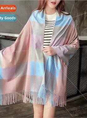 Scarf winter scarf female faux cashmere scarf plaid scarf fa