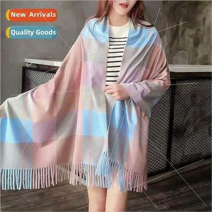 Scarf winter scarf female faux cashmere scarf plaid scarf fa