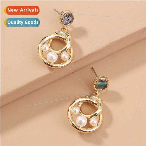 Earrings female irregular retro simple abalone shell earring