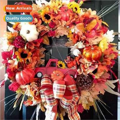 New Fall Pumpkin Berry Wreath Harvest Thanksgiving Day Decor