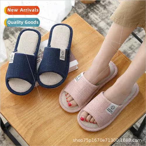 2023 summer new couple linen sandals slippers female indoor
