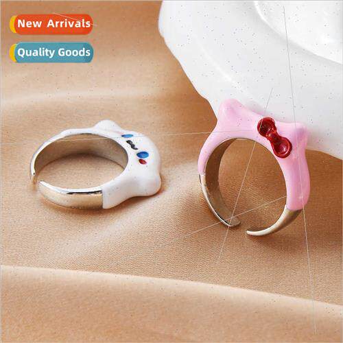 New shrimp cartoon hello keyt ring simple cute ring adjustab
