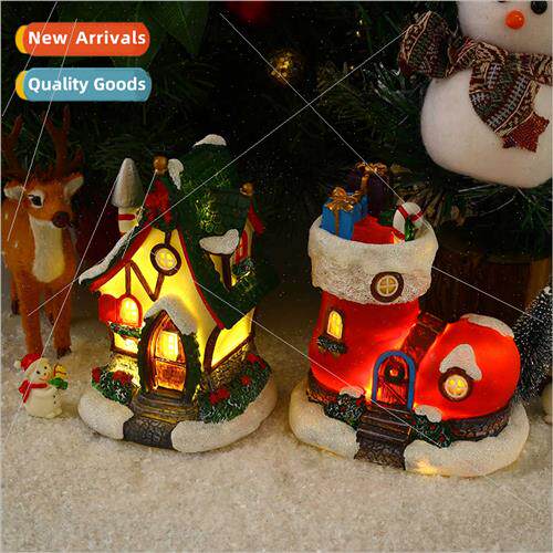 New Christmas decorations resin luminous wh music small hous