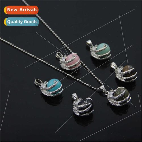 Europe new necklace dragon claw natural stone rotatable neck