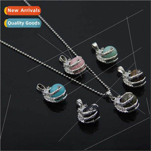 Europe new necklace dragon claw natural stone rotatable neck