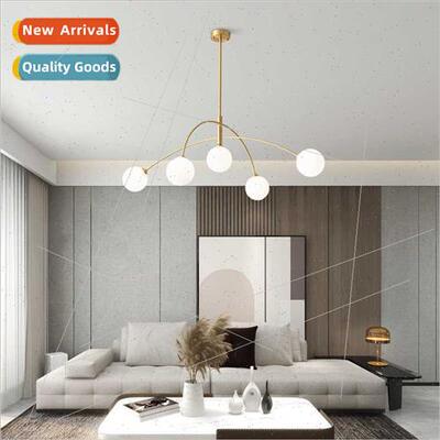 Scandinavian creative  all copper branch glass ball chandeli