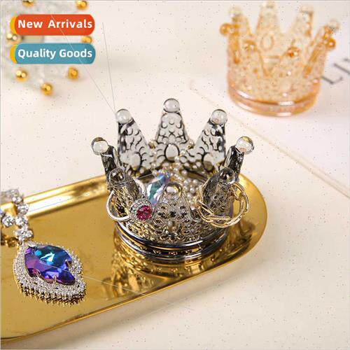 Crown Candle Holder Crystal Glass Ornament Dressing Table Ri