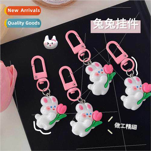 Cute tulip bunny keychain ins sweet teenage girl girlfriends