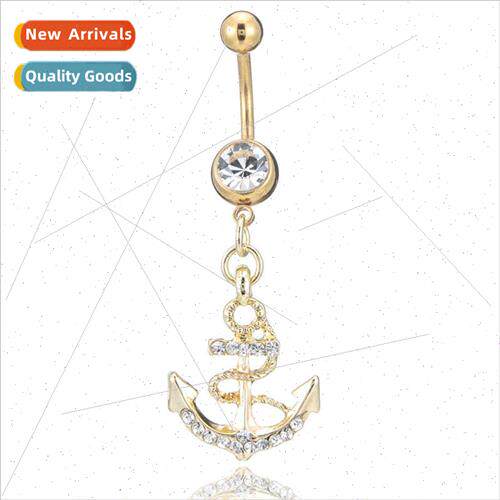 Body Piercing Belly Button Europe Diamond Encrusted Anchor B