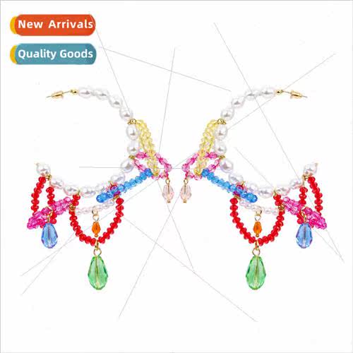 Fashion simple colorful rice beads earrings niche light luxu