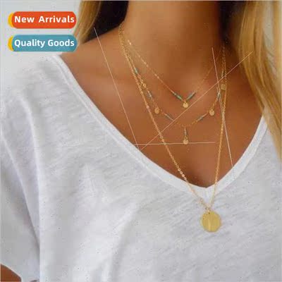 Europe Gypsy Necklace Vintage Women mple Turquoise Beaded Se