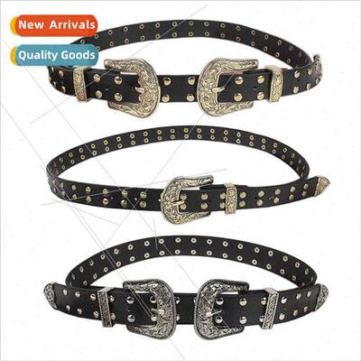 Europe fashion carved metal double buckle head ladies belt t