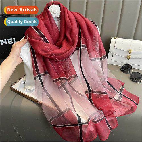 lk plaid silk scarf classic plaid scarf female spring autumn