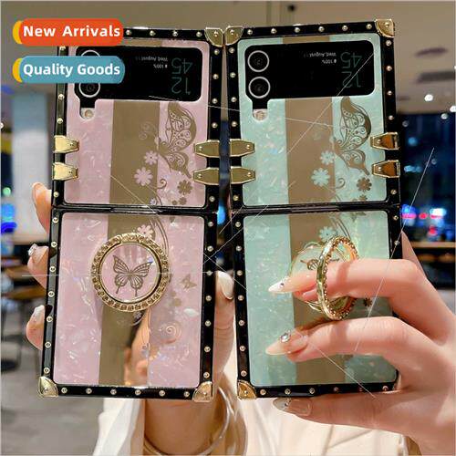 适用Samsung Z Flip4/5 shell pattern folding phone case round