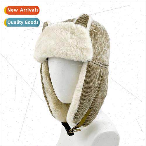 corduroy thunderbolt hat winter riding warm flight cap outdo
