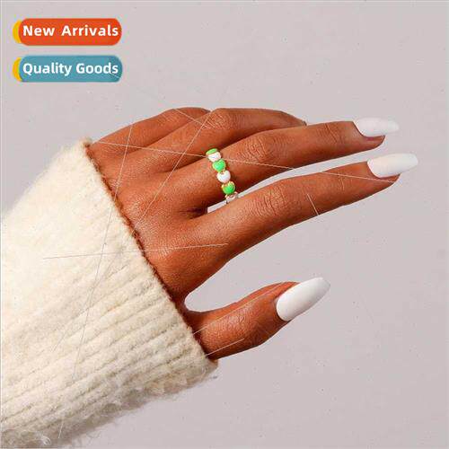 New stainless steel color oil drop opening small heart ring