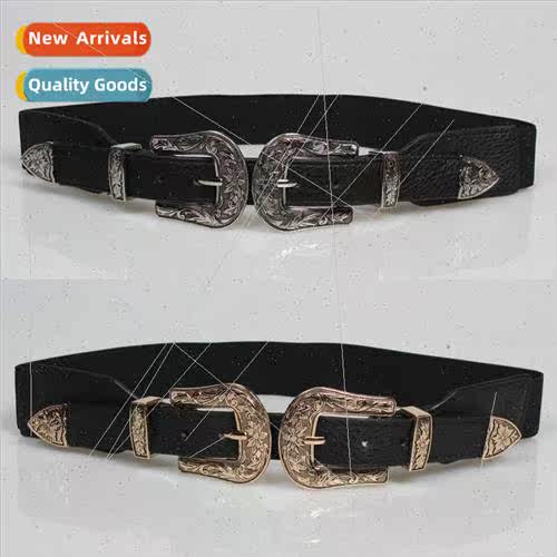 Europe double-head buckle versatile elastic waistband women