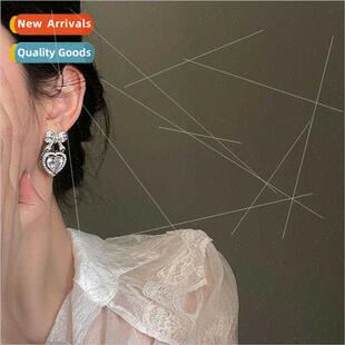 bow earr New cute gemstone earrings shaped sweet heart