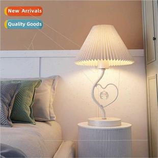 Cream wind decorative pleated table lamp bedside lamp senior