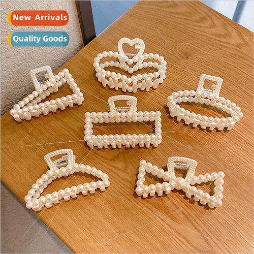 Korea pearl hair clips female senior shark clip temperament