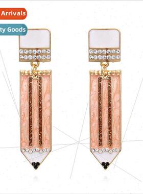 New creative color smearing diamond earrings retro asymmetri