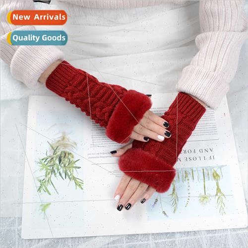 Hairy mouth bamboo knuckle half finger short gloves Korean