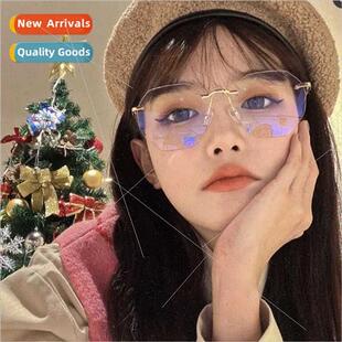 Rimless myopia glasses frame women D home irregular glasses