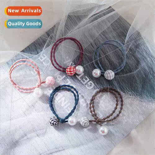 simple pearl head rope tie hair rubber band hair circle head